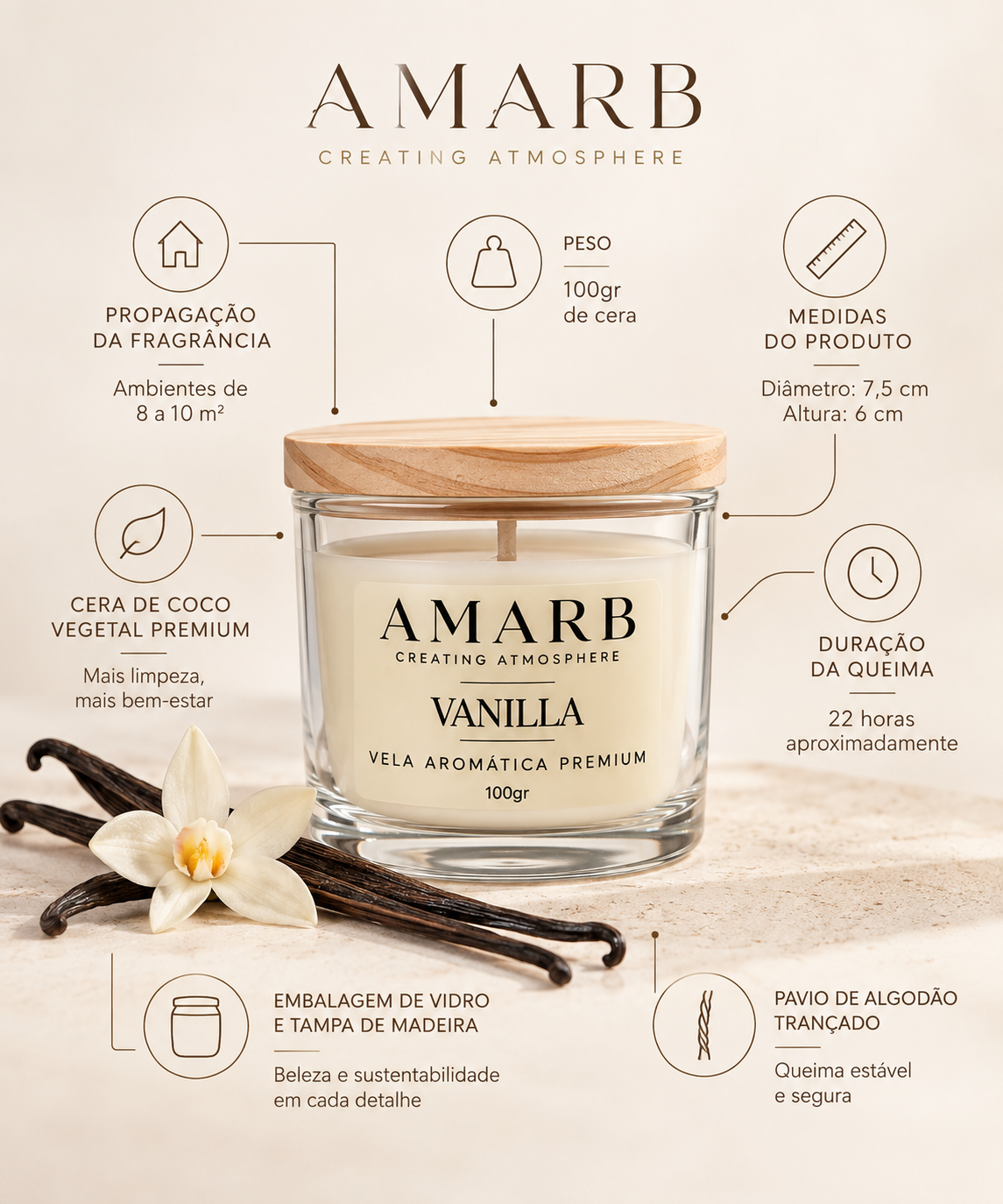Vela Aromática Essential - Vanilla