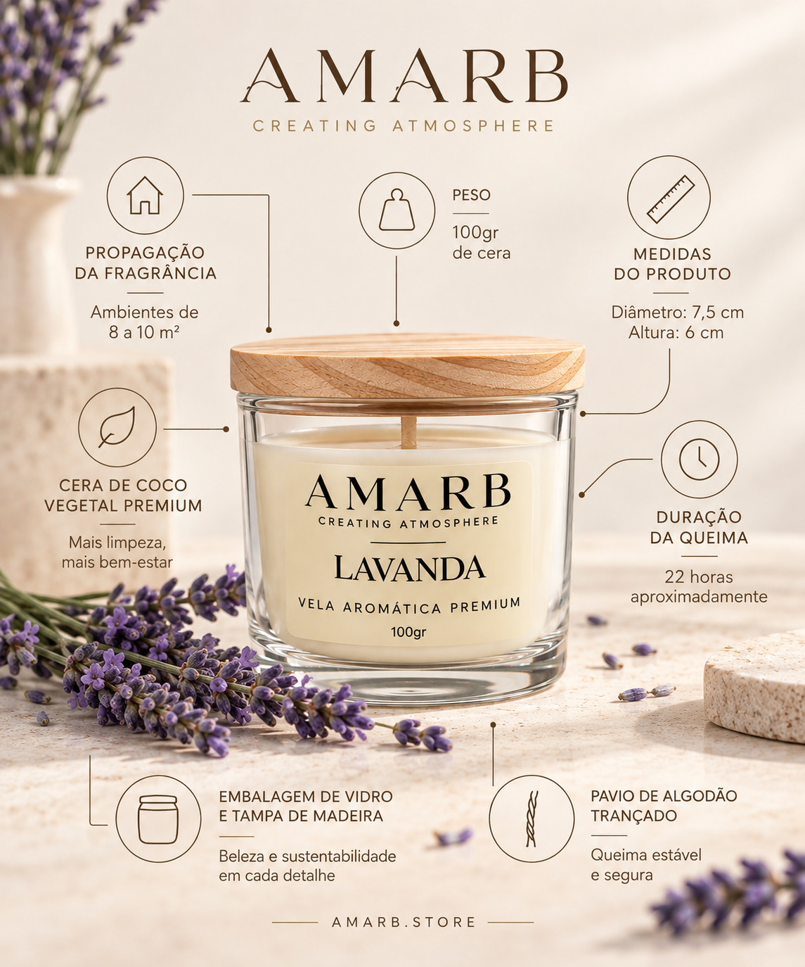 Vela Aromática Essential - Lavanda