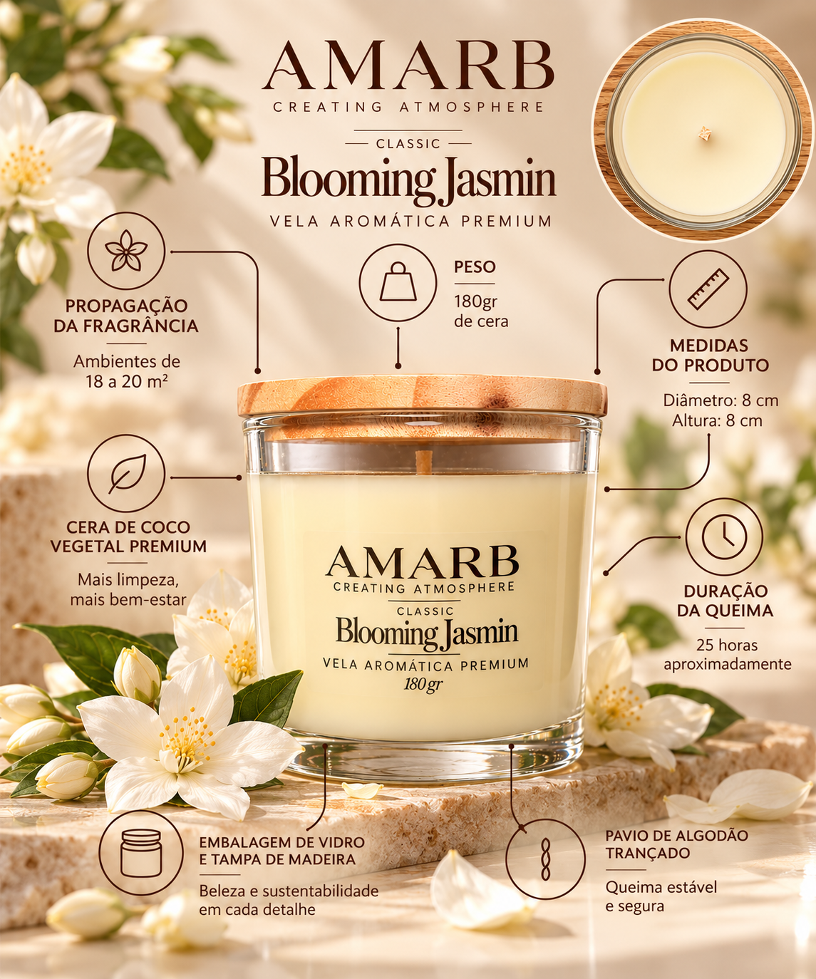 Vela aromática Classic - Blooming Jasmin