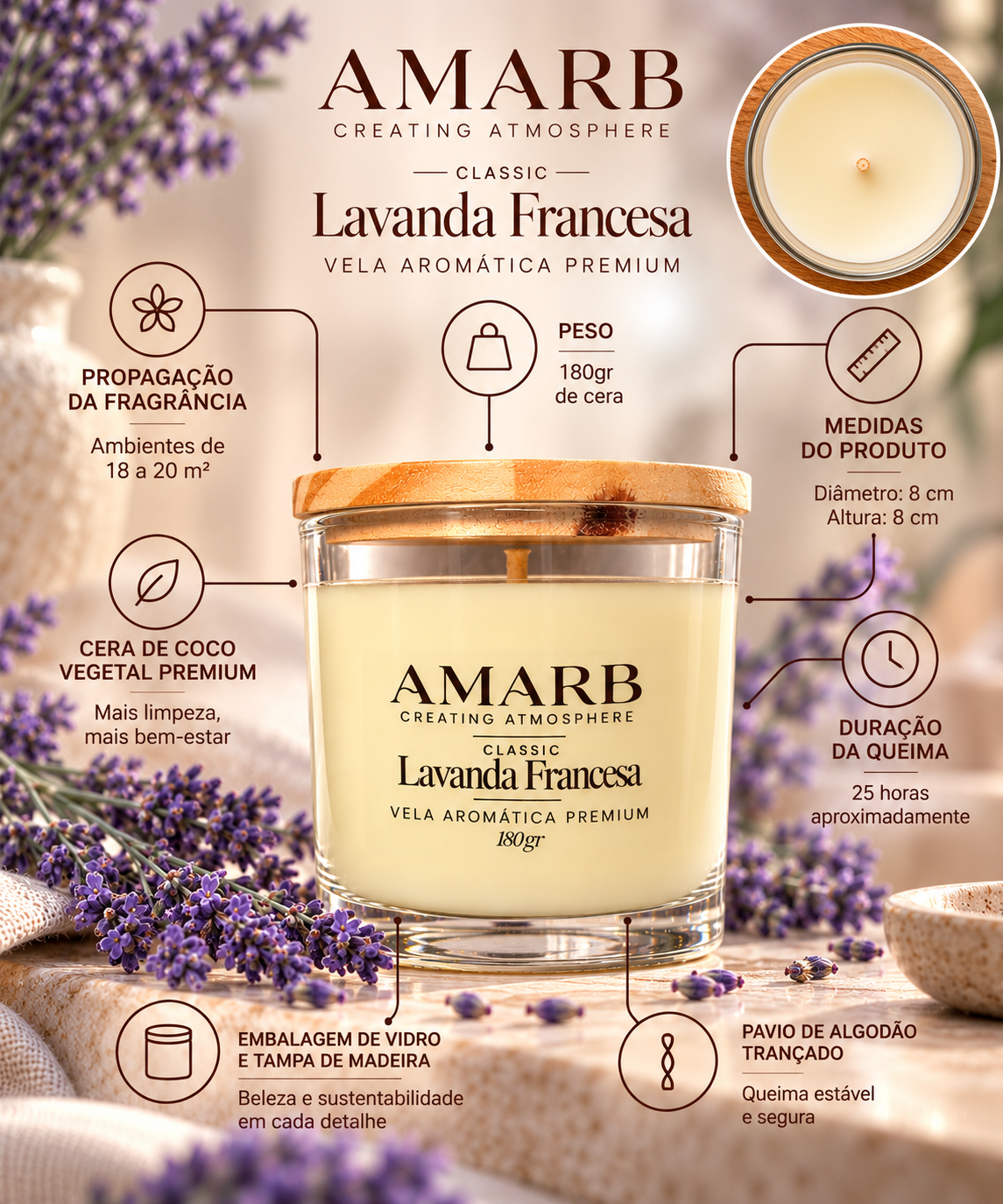 Vela Aromática Classic - Lavanda Francesa