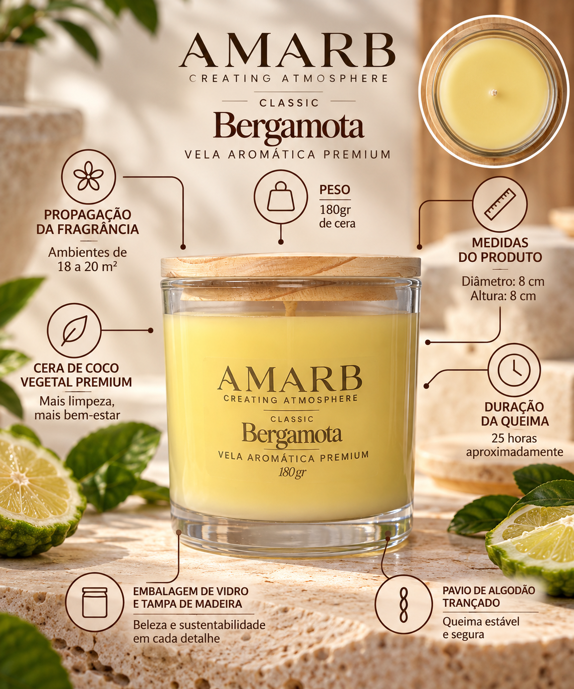 Vela Aromática Classic - Bergamota