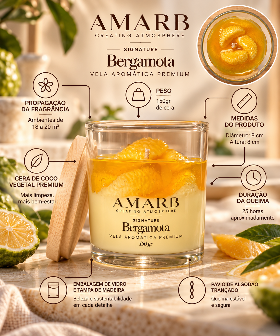 Vela Aromática Signature - Bergamota