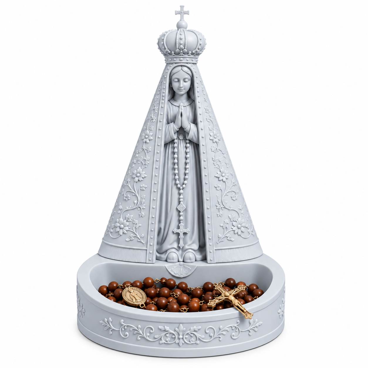 Porta Terços Nossa Senhora Aparecida 15cm – Imagem Católica para Rosário e Oratório