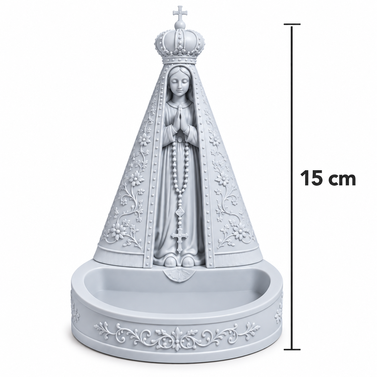 Porta Terços Nossa Senhora Aparecida 15cm – Imagem Católica para Rosário e Oratório