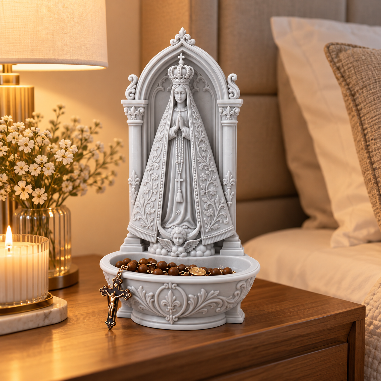 Porta Terço Nossa Senhora Aparecida 15 cm Imagem Religiosa para Rosário e Decoração Católica