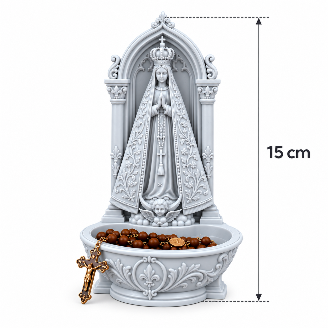 Porta Terço Nossa Senhora Aparecida 15 cm Imagem Religiosa para Rosário e Decoração Católica