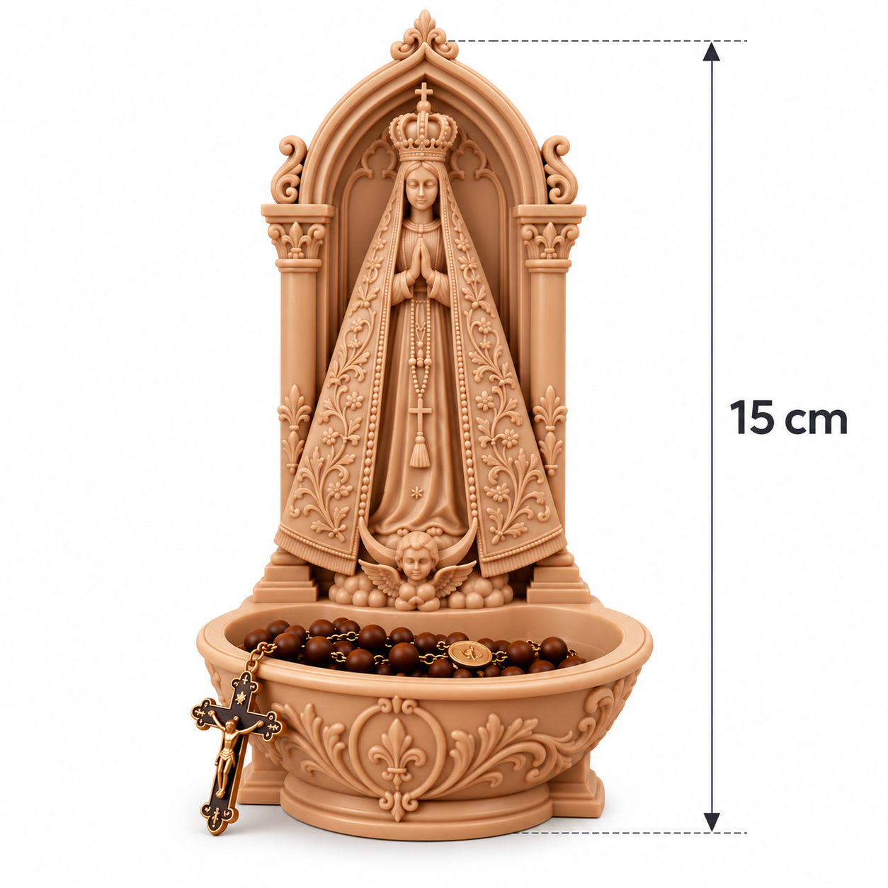 Porta Terço Nossa Senhora Aparecida 15 cm Imagem Religiosa para Rosário e Decoração Católica