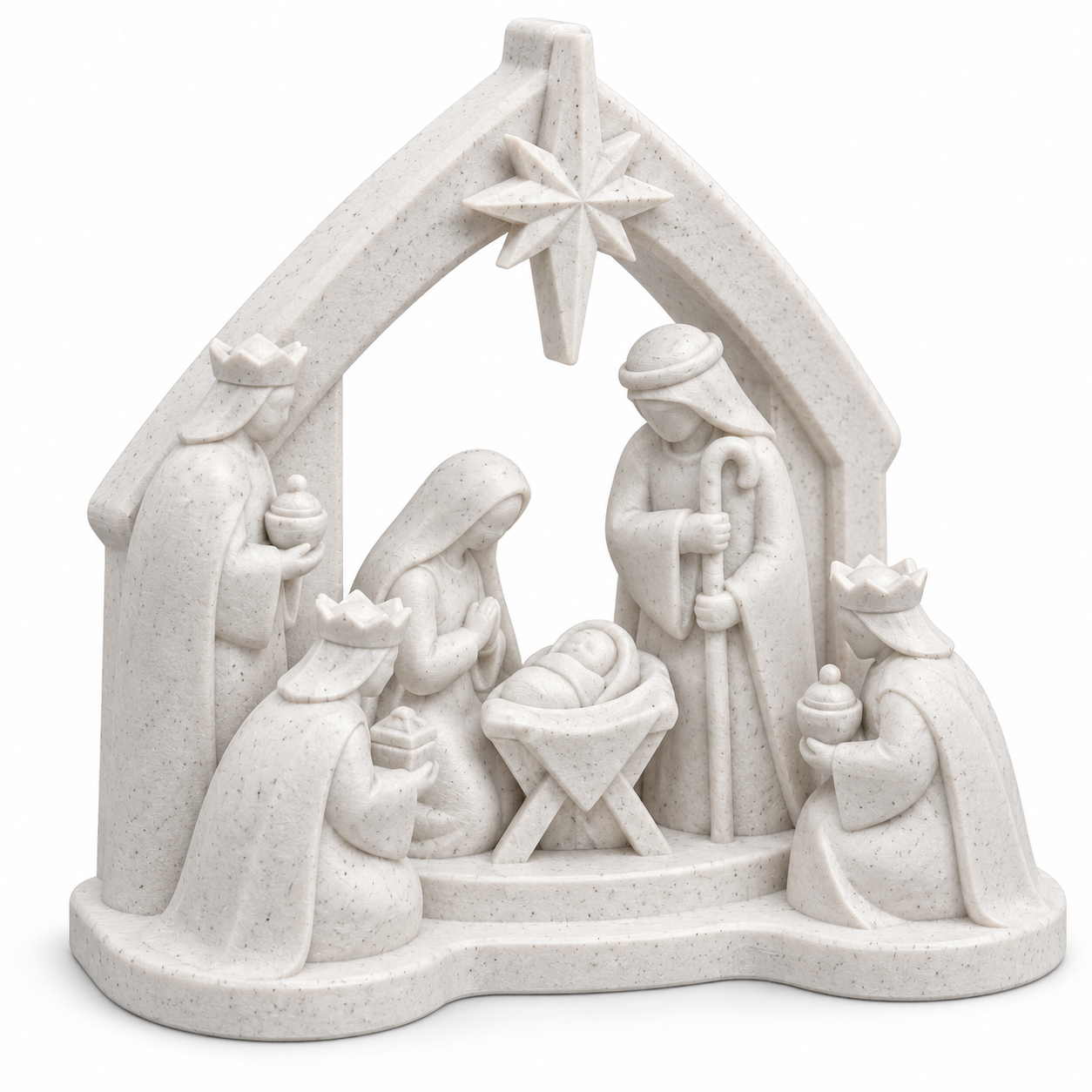 Presépio Natalino Sagrada Família 3 Reis Magos 15cm