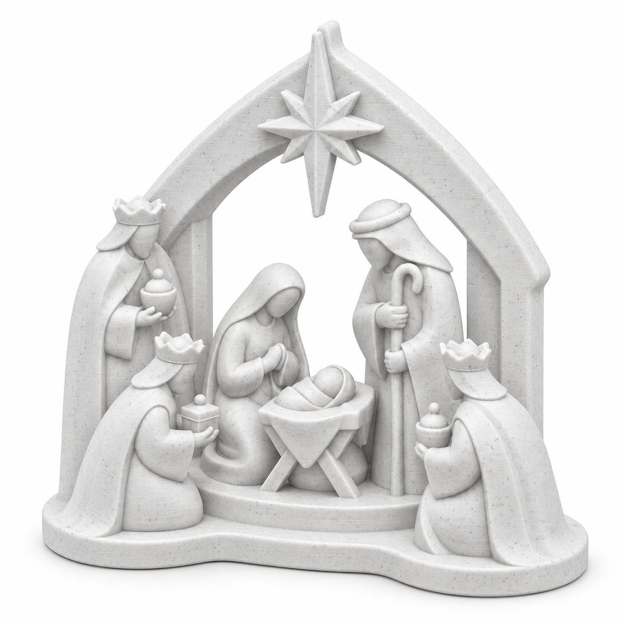 Presépio Natalino Sagrada Família 3 Reis Magos 15cm