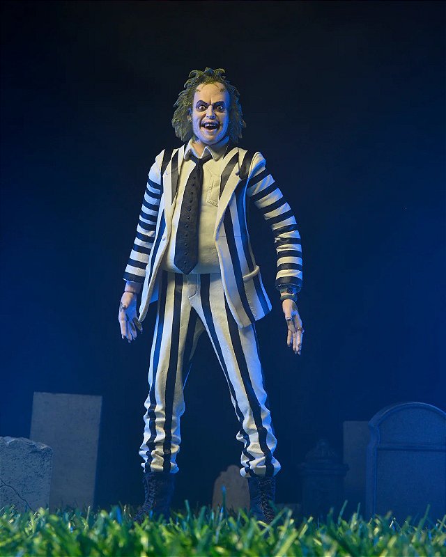 Action Figure Beetlejuice 1988 Black and White Striped Suit - Original NECA