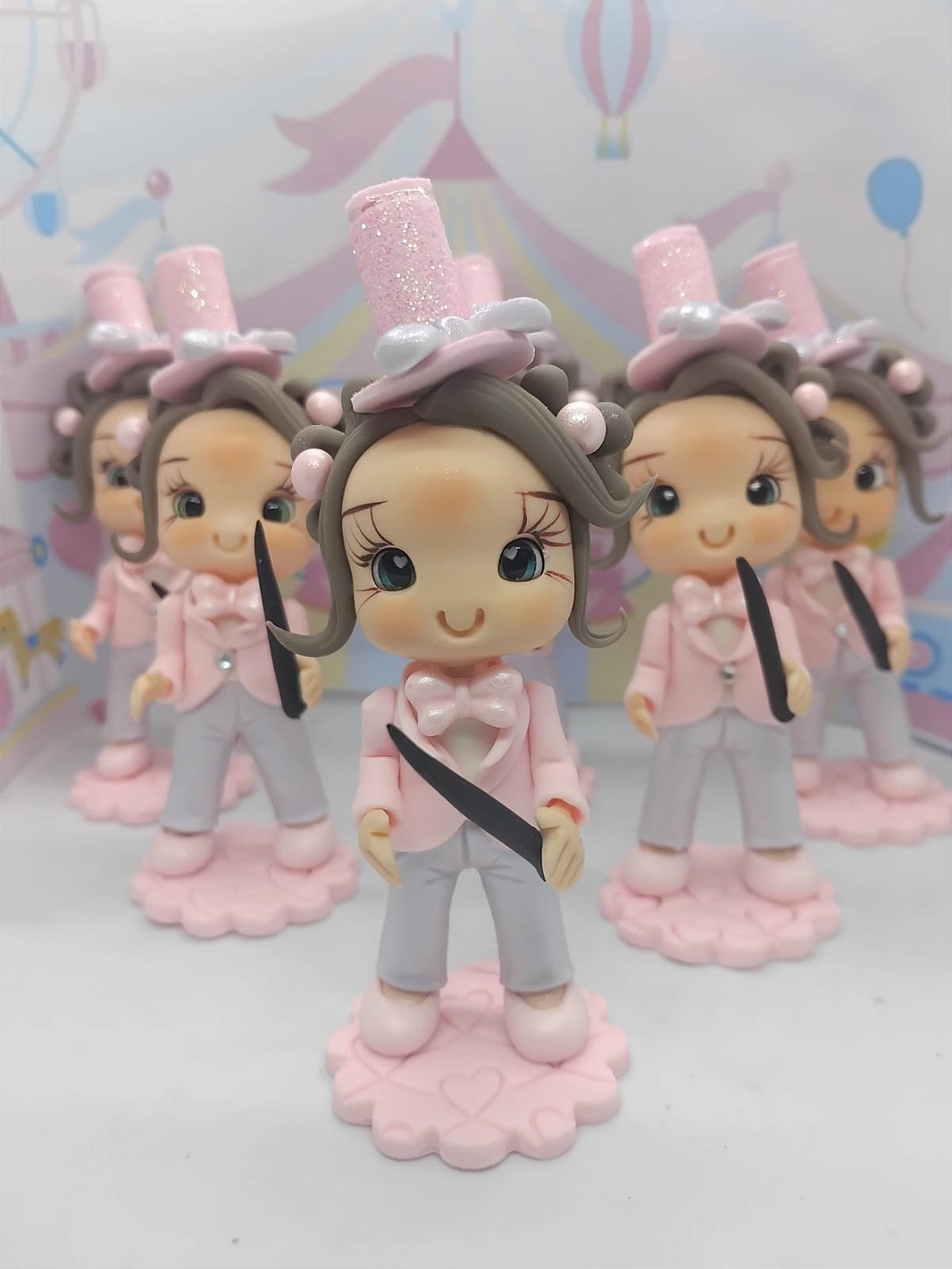 Kit 10 Apliques para Lembrancinhas Circo Rosa
