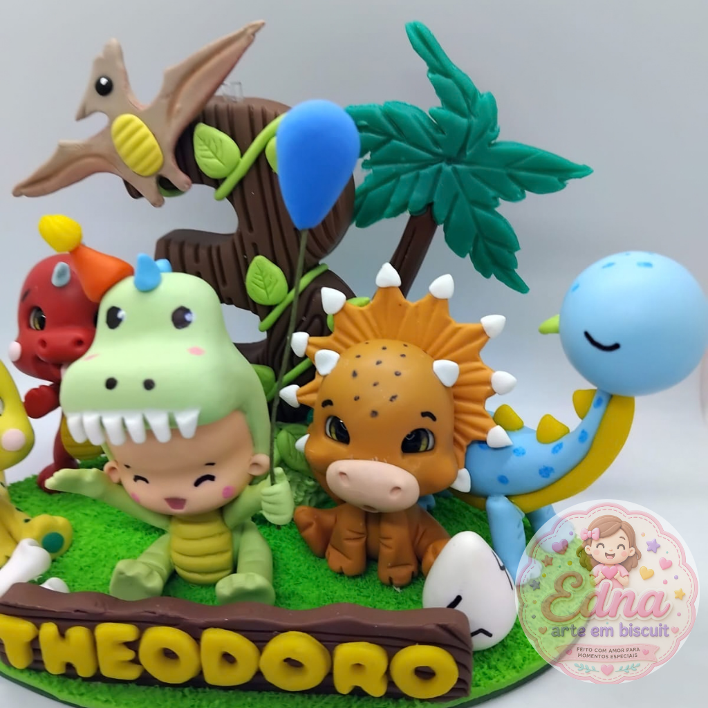 Topo de Bolo Personalizado - Dino Baby