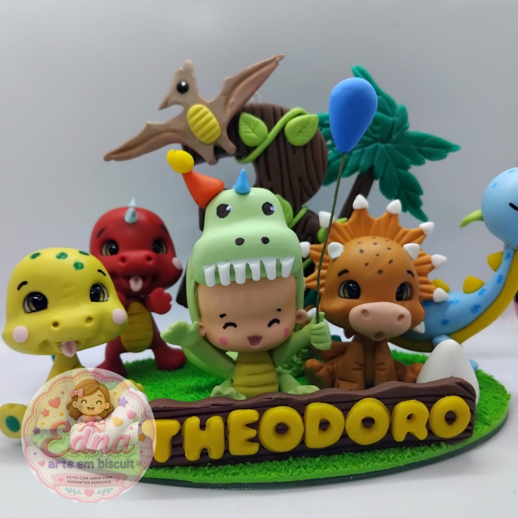 Topo de Bolo Personalizado - Dino Baby