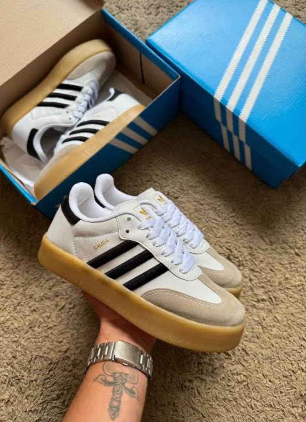 Tênis Adidas Samba Plataforma Branco/Preto Premium