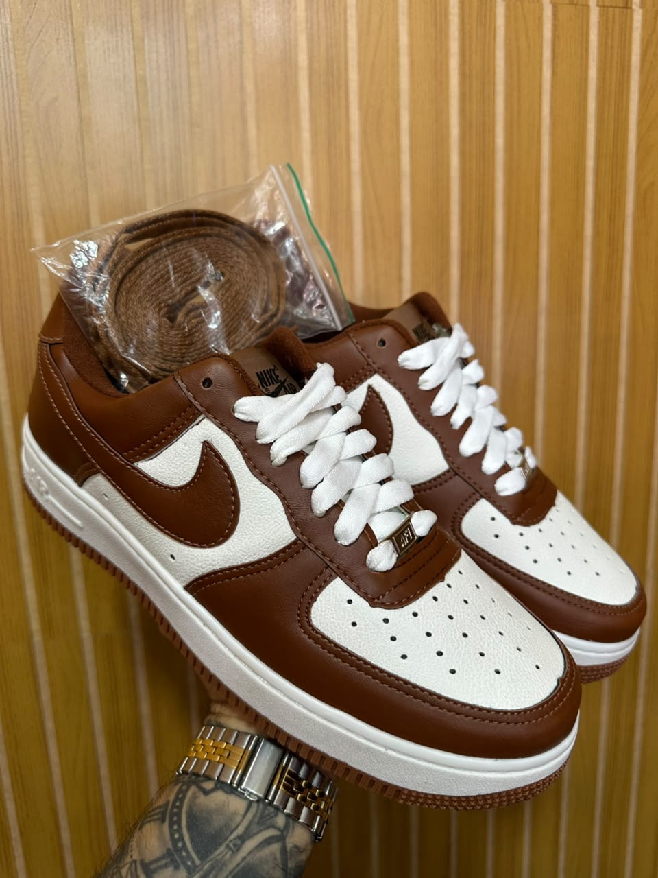 Tênis Air Force Marrom/Branco Premium