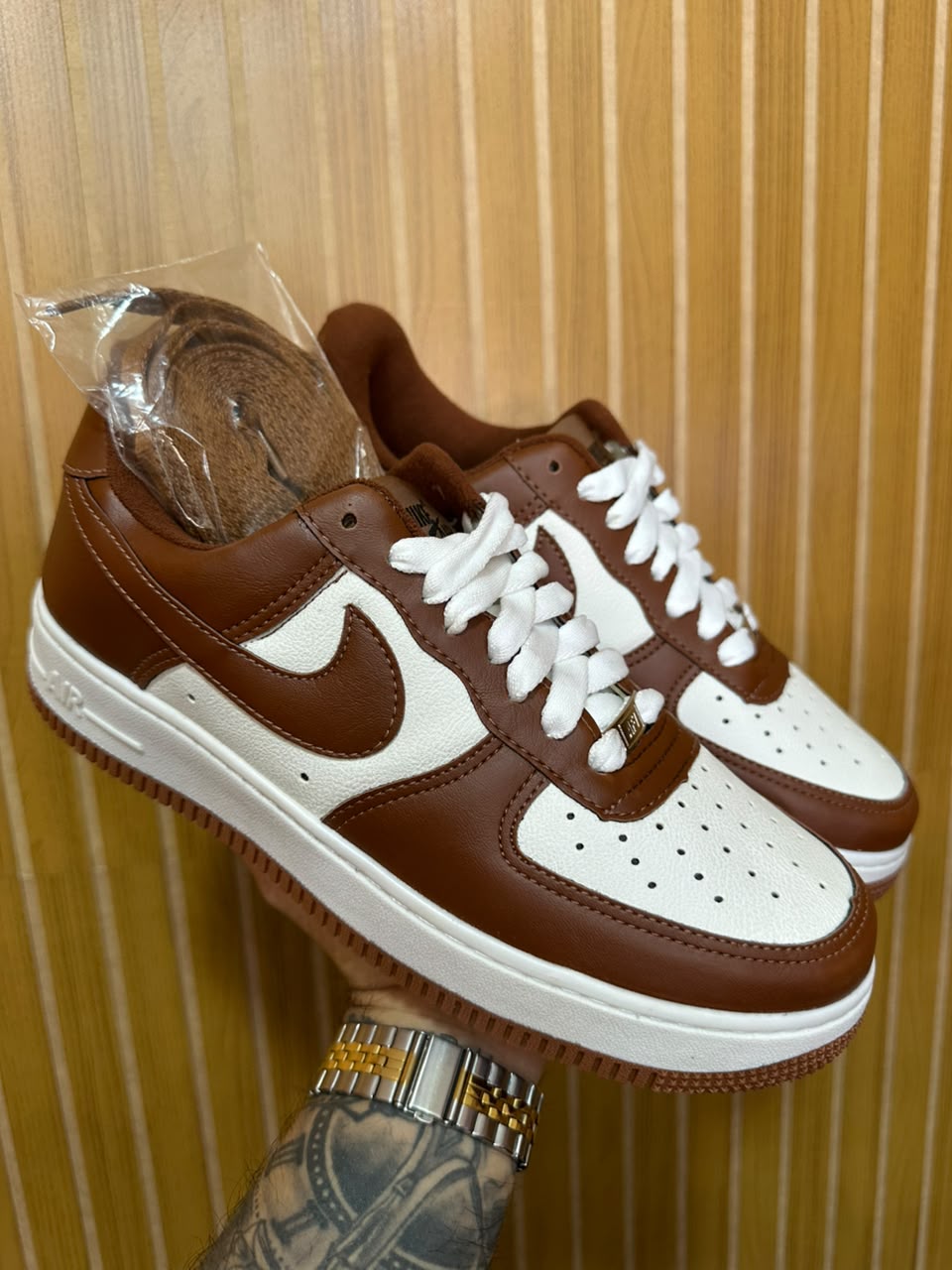 Tênis Air Force Marrom/Branco Premium