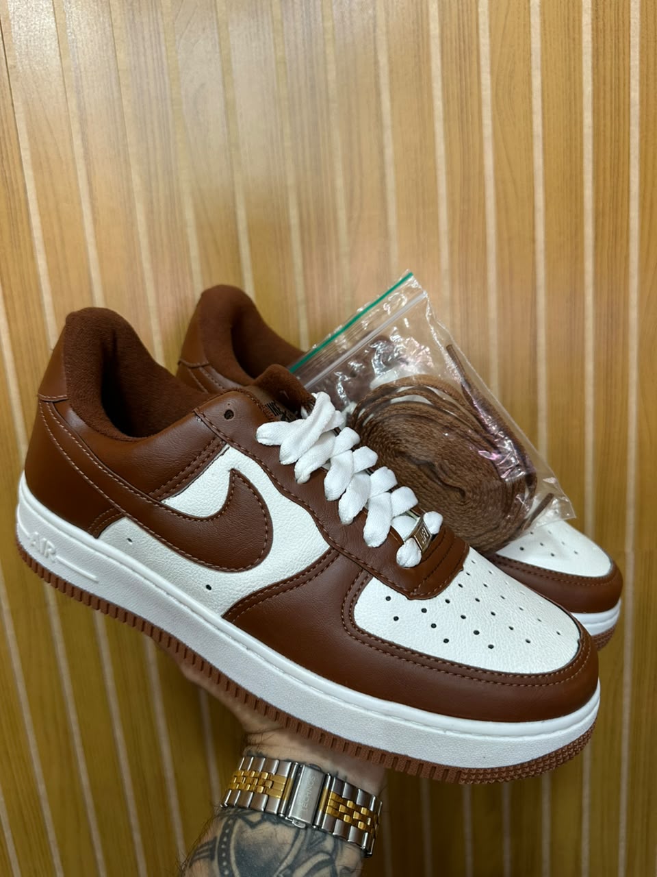 Tênis Air Force Marrom/Branco Premium