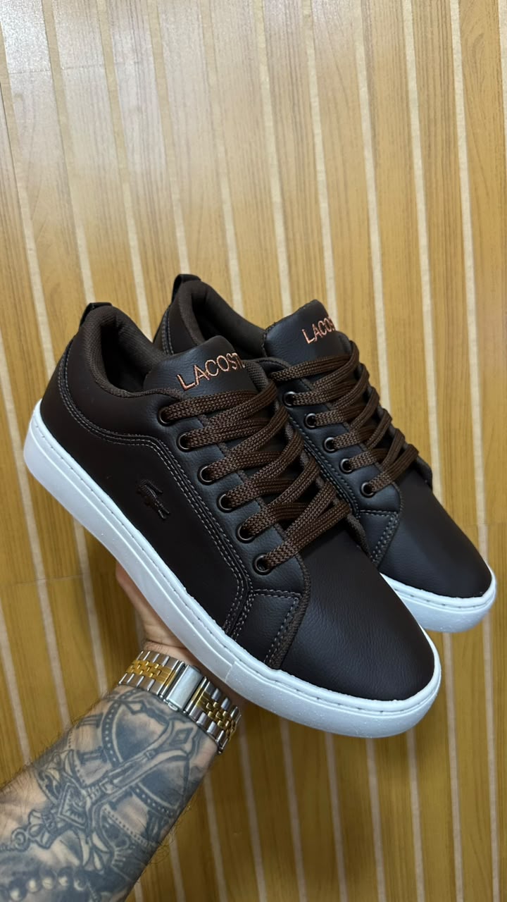 Tênis Sapatenis Lacoste Marrom/Branco Nacional