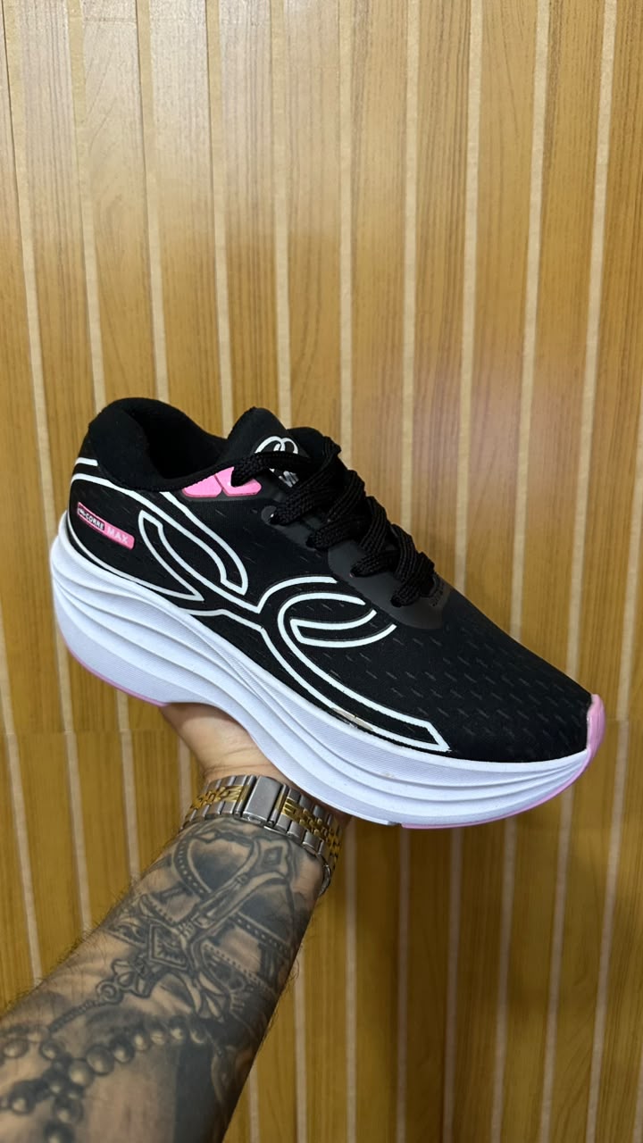 Tênis Olympikus Corre Preto/Rosa
