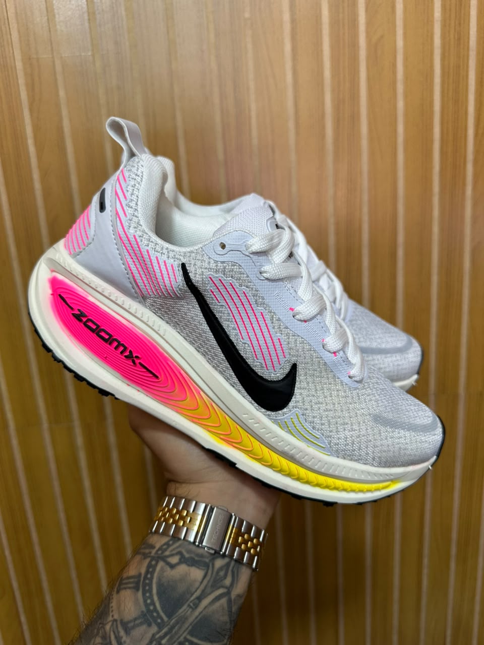 Tênis Nike Zoom X Branco/Rosa/Amarelo Nacional
