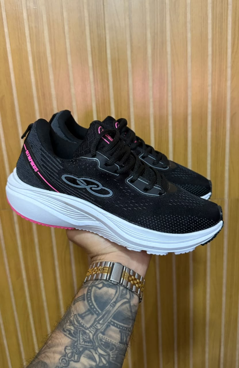 Tênis Olympikus Preto/Branco/Rosa