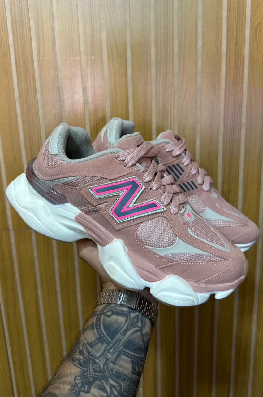 Tênis New Balance 96/60 Rosa no Couro Legítimo Premium.