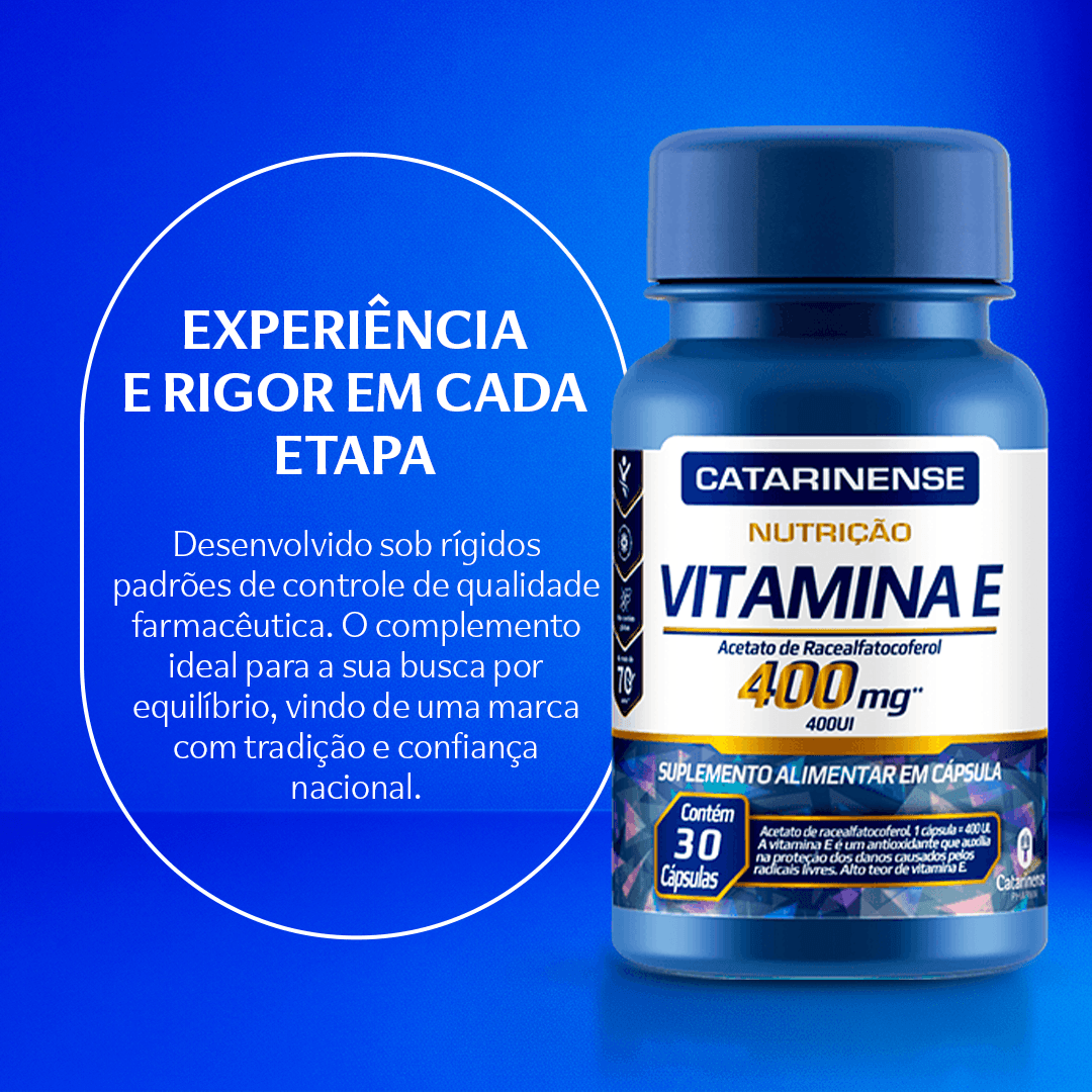 Vitamina E 400 UI Catarinense Nutrição 30 Cápsulas Antioxidante