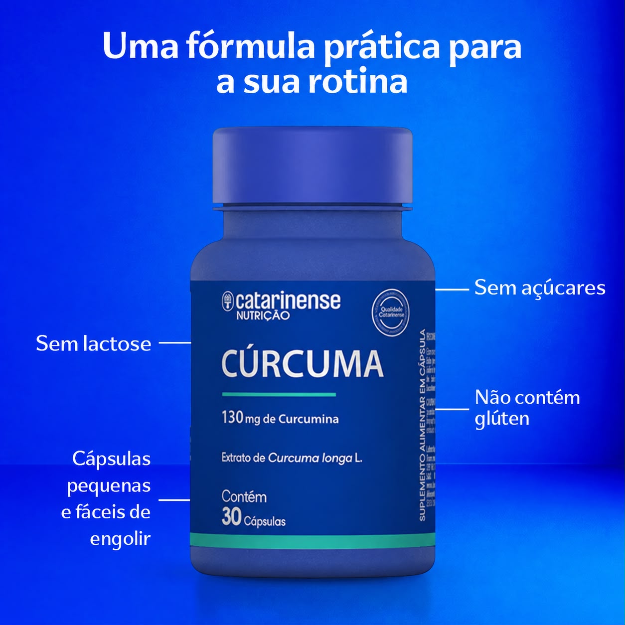 Cúrcuma 130mg Curcumina Catarinense Nutrição 30 Cápsulas