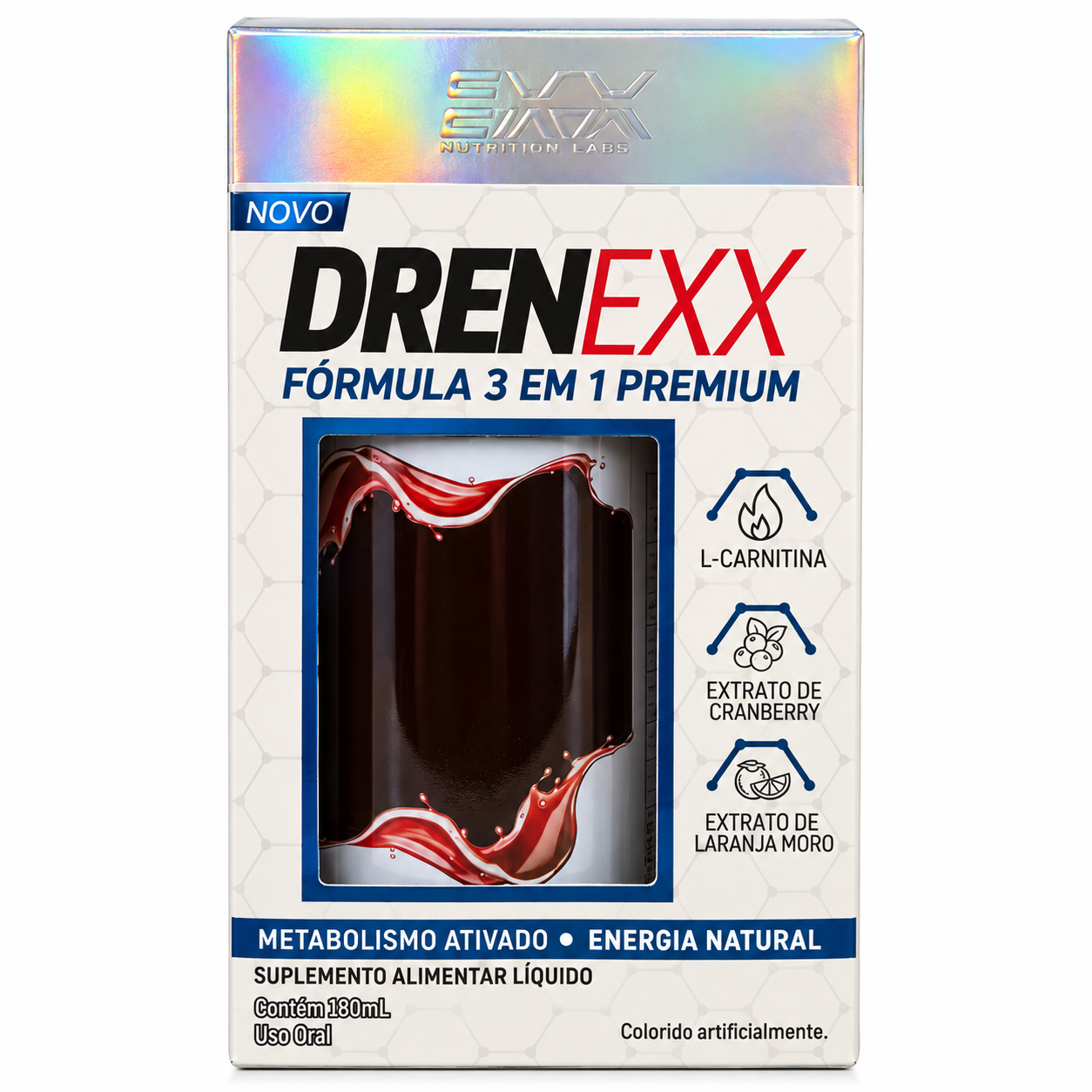 Drenexx Fórmula 3 Em 1 Premium 180ml Exx Nutrition - Termogênico emagrecedor
