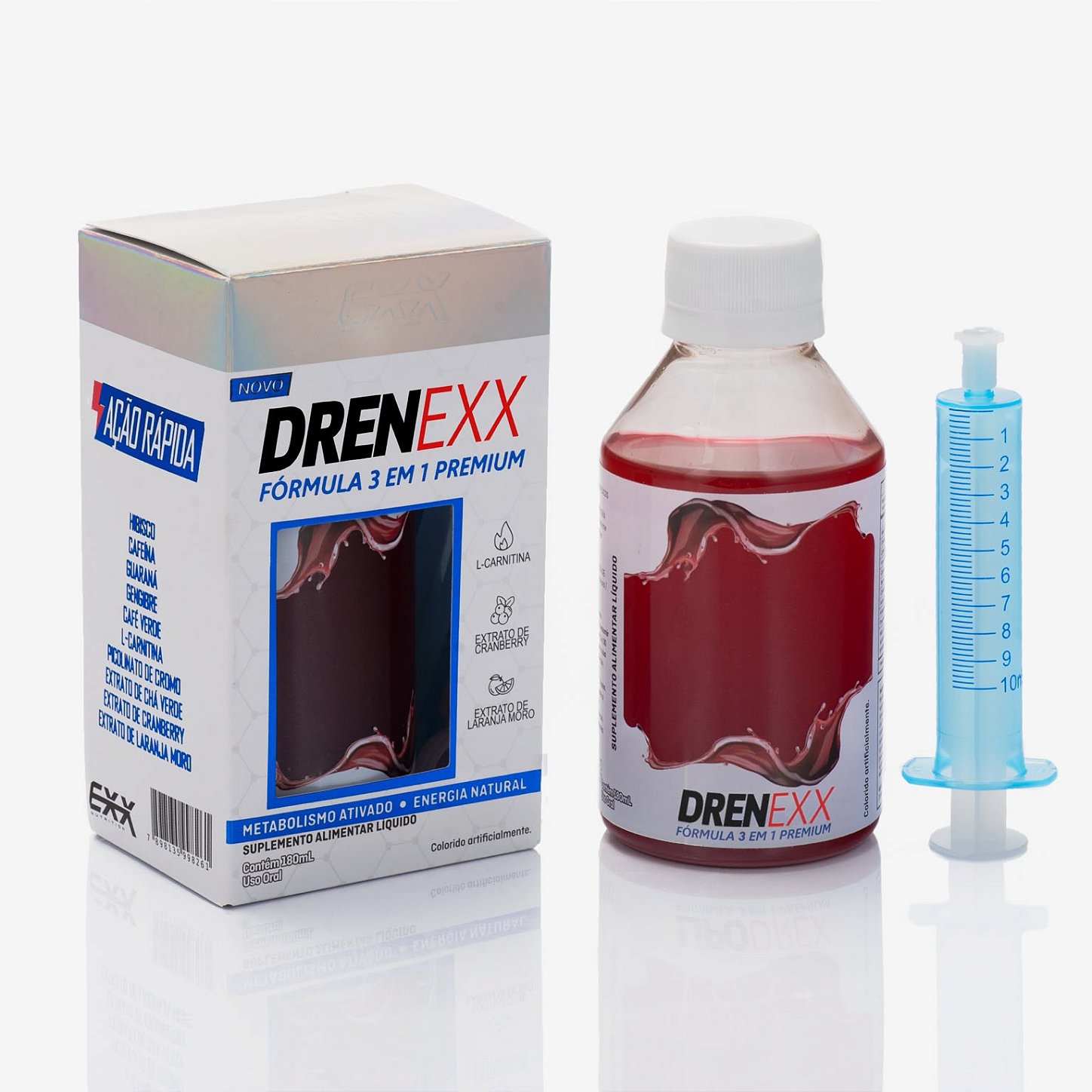 Drenexx Fórmula 3 Em 1 Premium 180ml Exx Nutrition - Termogênico emagrecedor