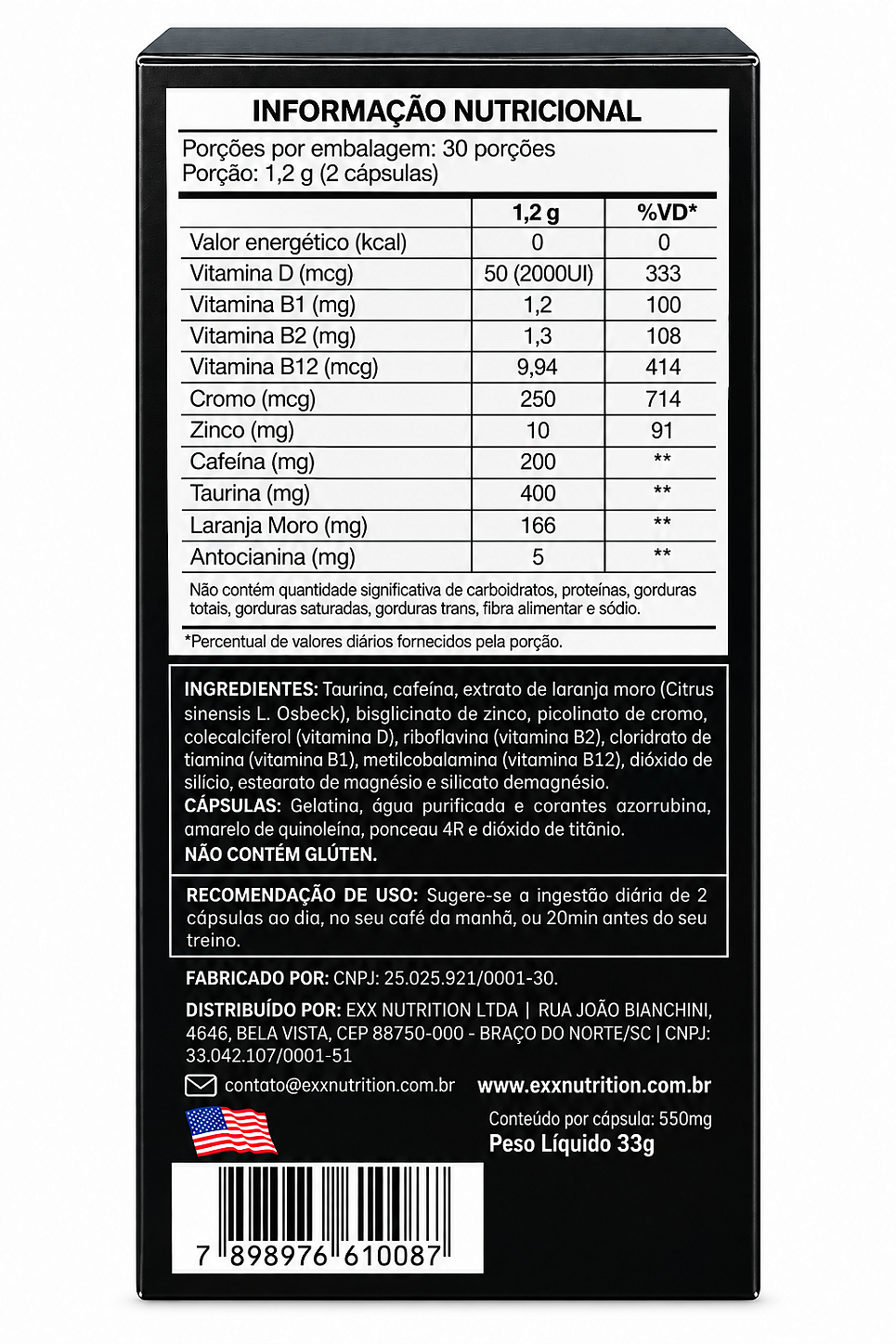 Exxdrenehd Termogênico Exx Nutrition 60 Capsulas