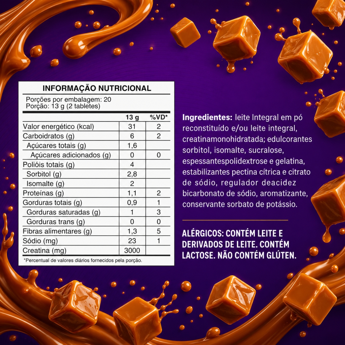Creatina De Caramelo Rxx Nutrition 260g 20 Doses 3g 0 Açúcar