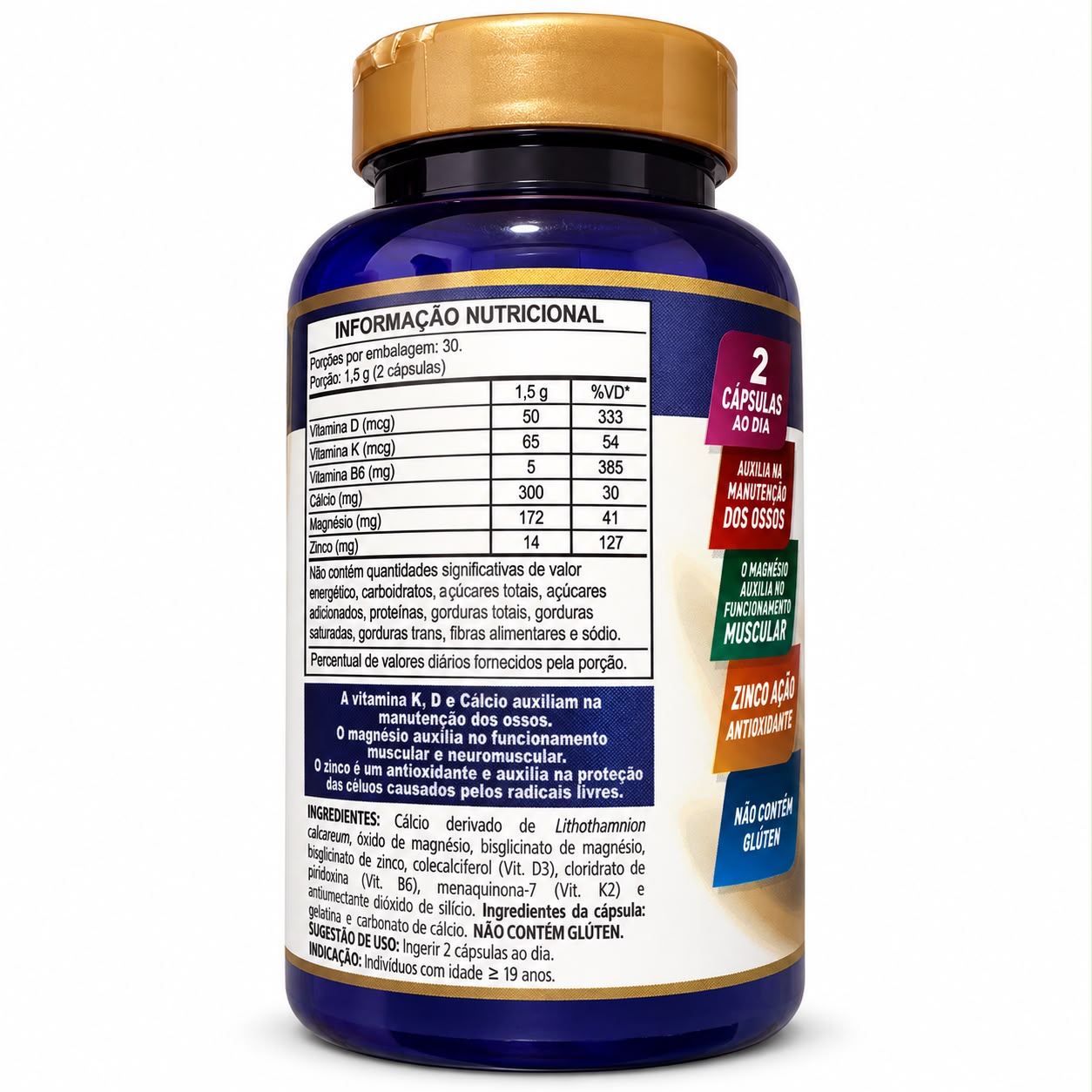 Calcio Mdk + Zinco E B6 Herbolab 60 Capsulas