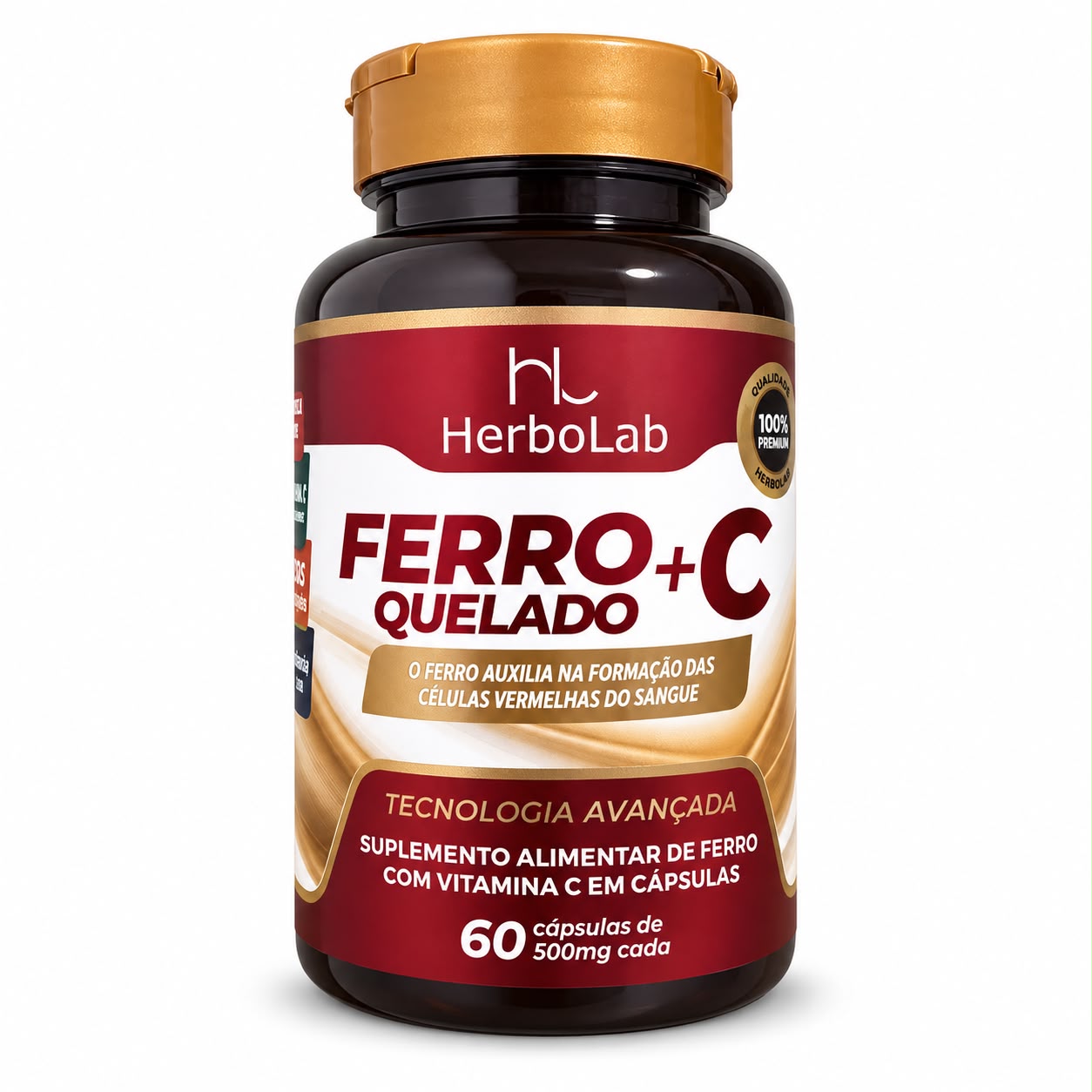 Ferro Quelado + Vitamina C Herbolab 60 Cápsulas