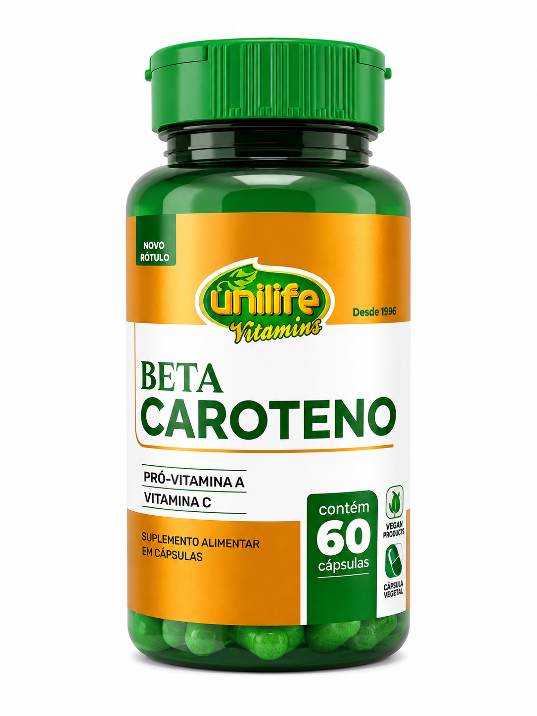 Beta Caroteno Pró-Vitamina A + Vitamina C Unilife 60 Cápsulas
