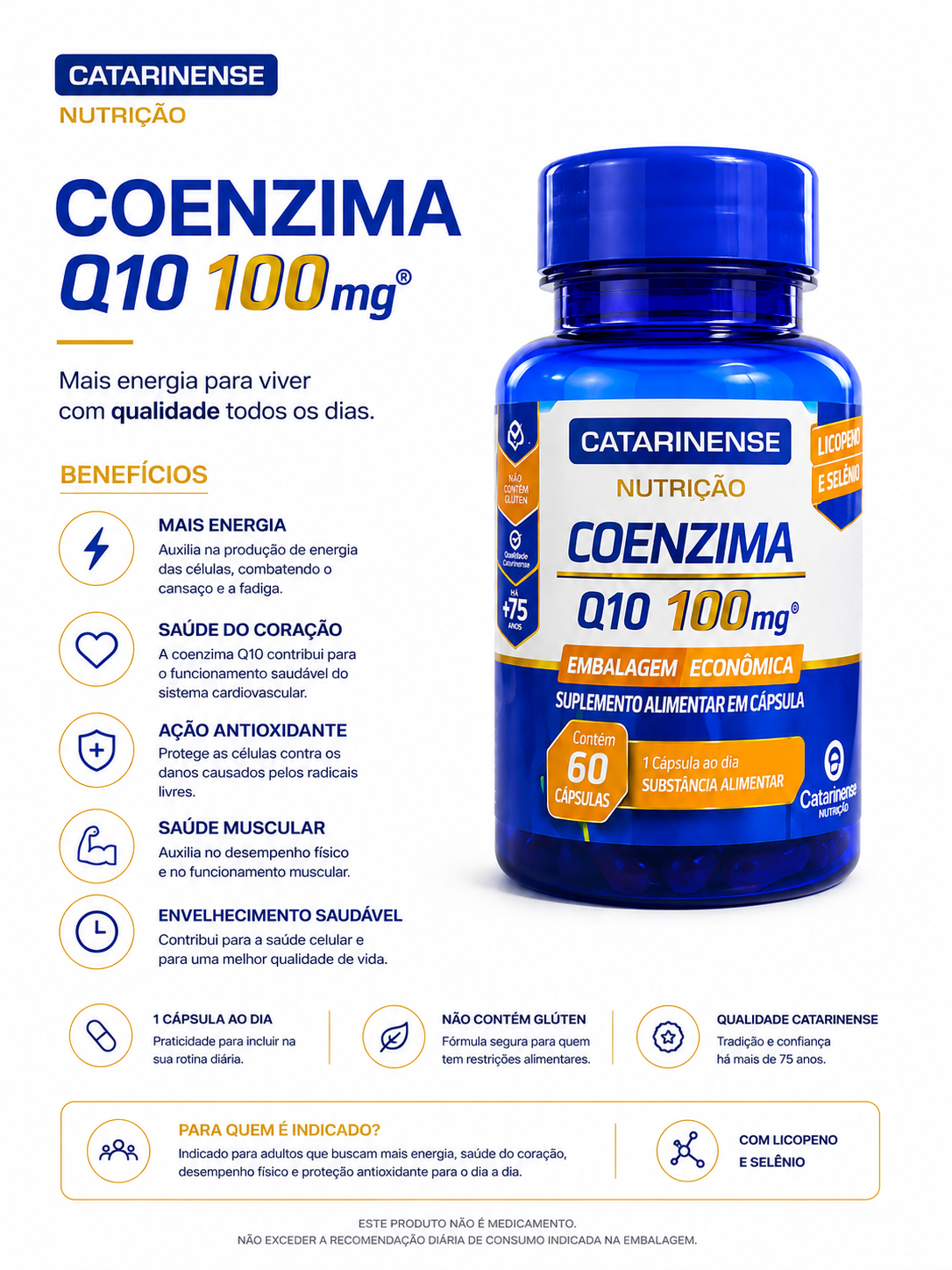 Catarinense Coenzima Q10 100mg 60 Cps