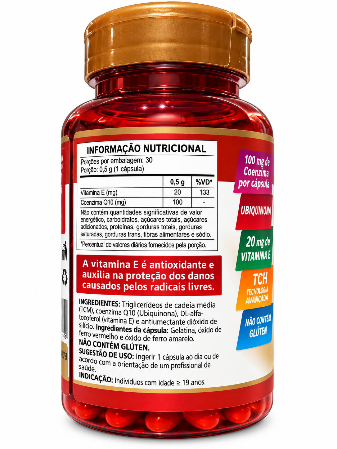 Coenzima Q10 100mg Ubiquinona HerboLab 60 Cápsulas
