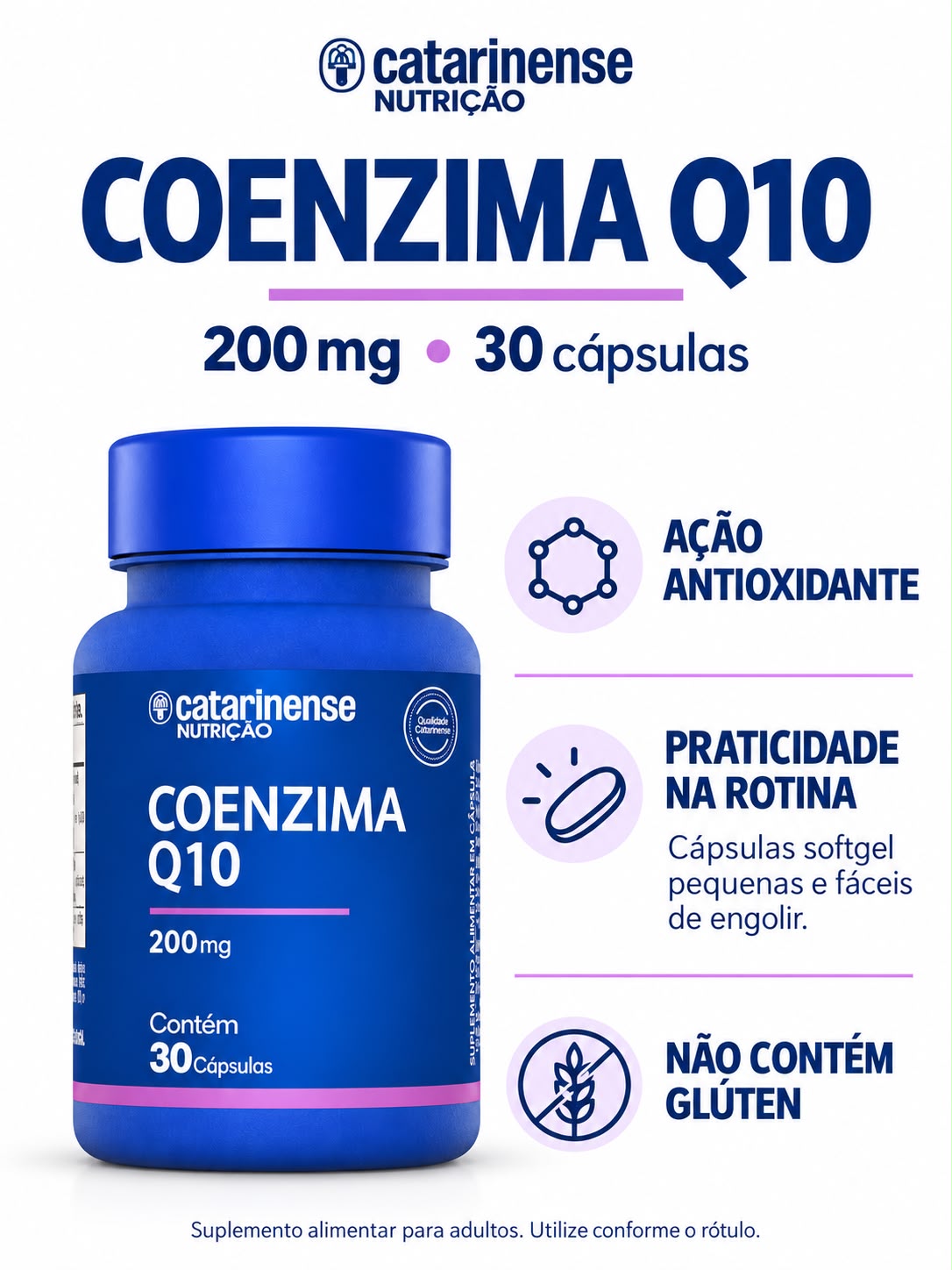 Coenzima Q10 200 mg Catarinense Nutricao 30 cps