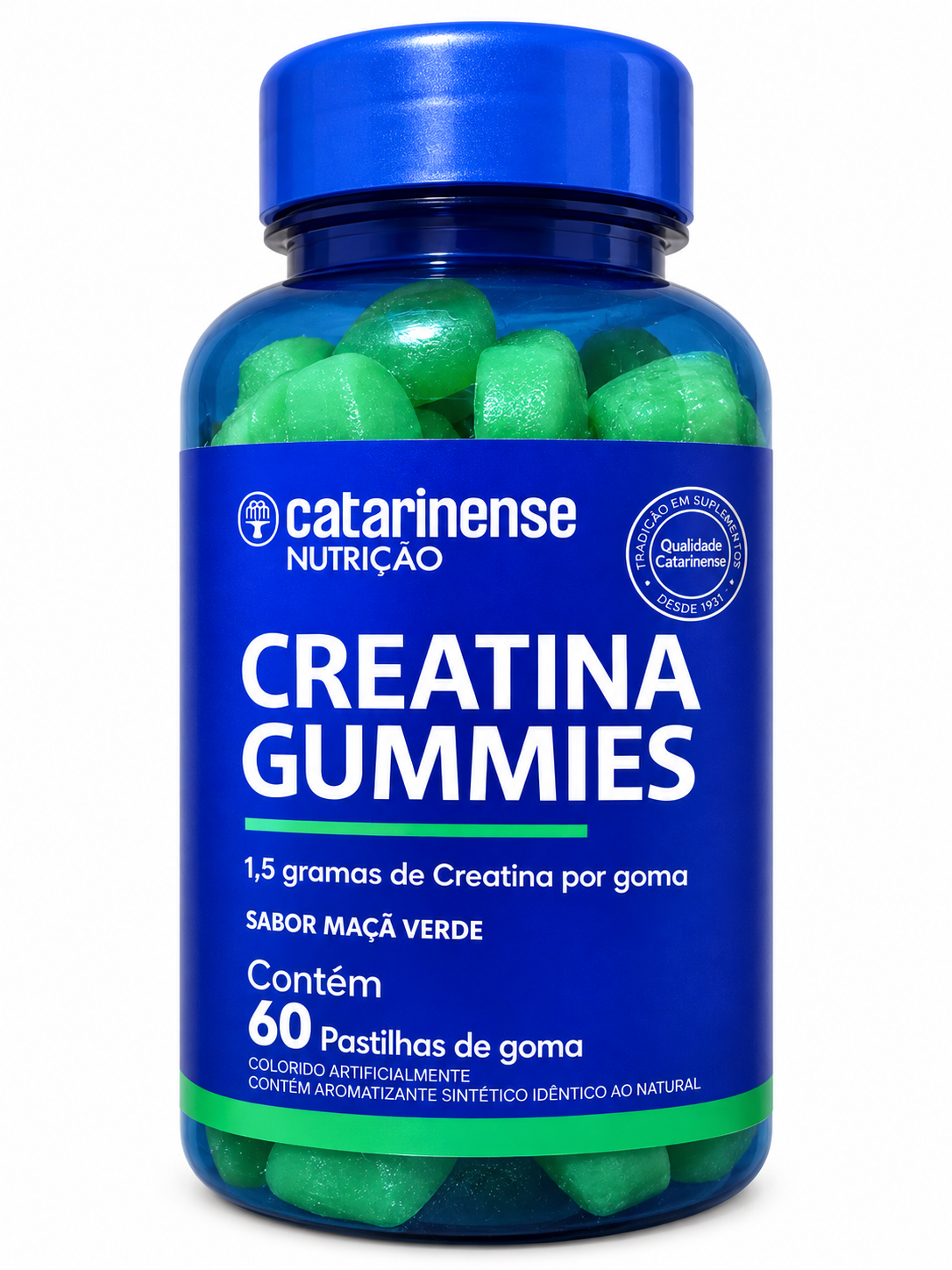 Creatina Gummies Catarinense Maçã Verde 60 Gomas 1,5g por Unidade