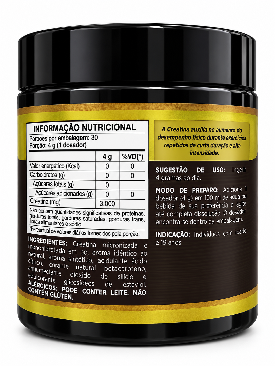 Creatina Monohidratada 120g Abacaxi com Limão HerboLab