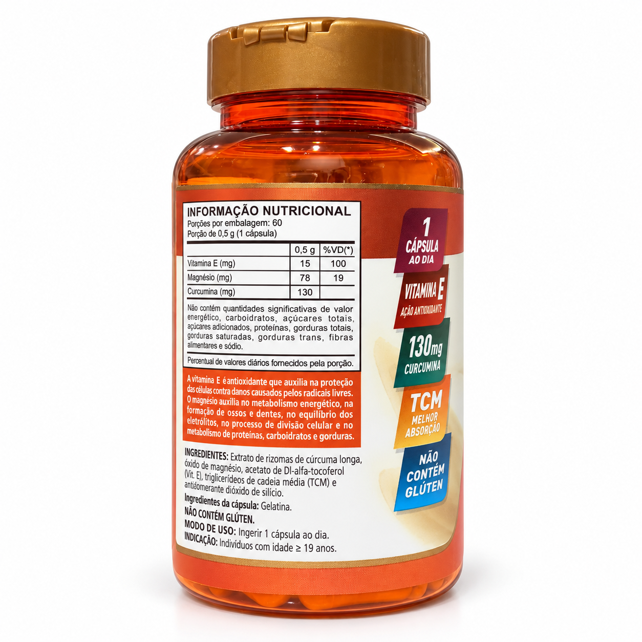 Curculab Curcumina Magnésio Vitamina E HerboLab 60 Cápsulas