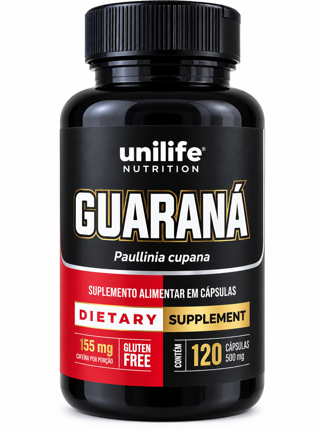 Guaraná 500mg Unilife Nutrition 120 Cápsulas 155mg Cafeína