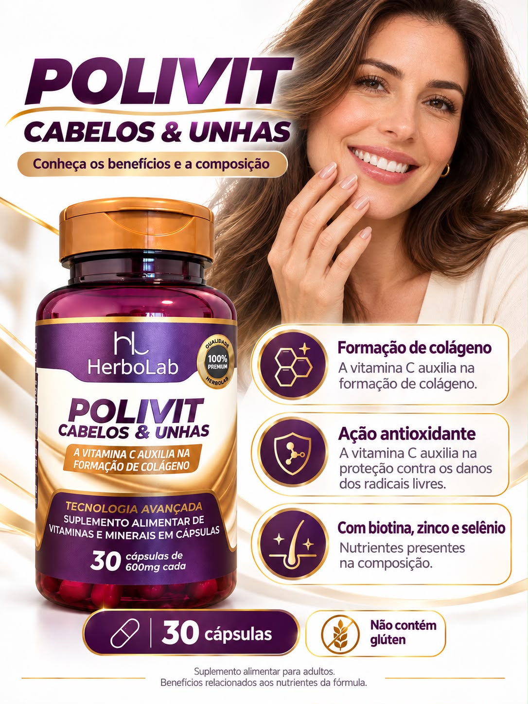 Polivit Cabelos & Unhas HerboLab 60 capsulas