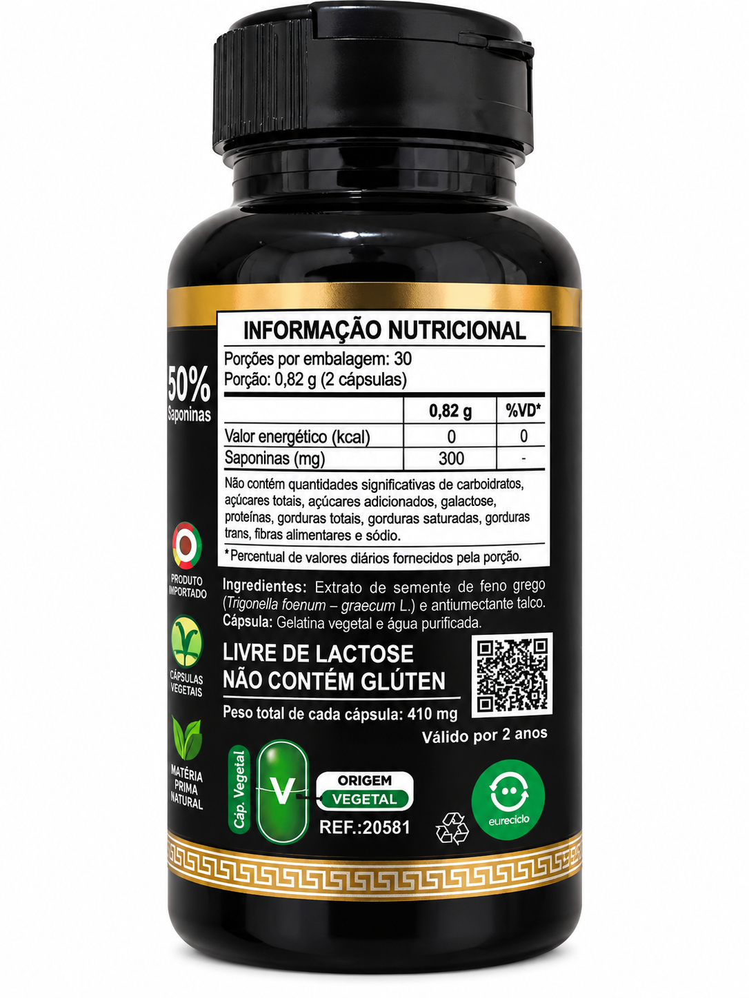 Feno Grego Premium - 60 Cáps 410 Mg 50% saponinas