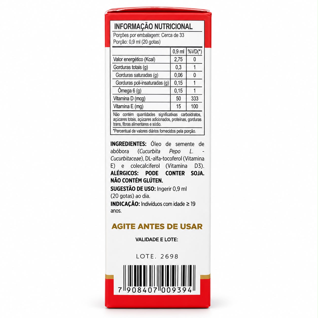 Óleo de Semente de Abóbora Gotas D3 + Vitamina E HerboLab 30ml
