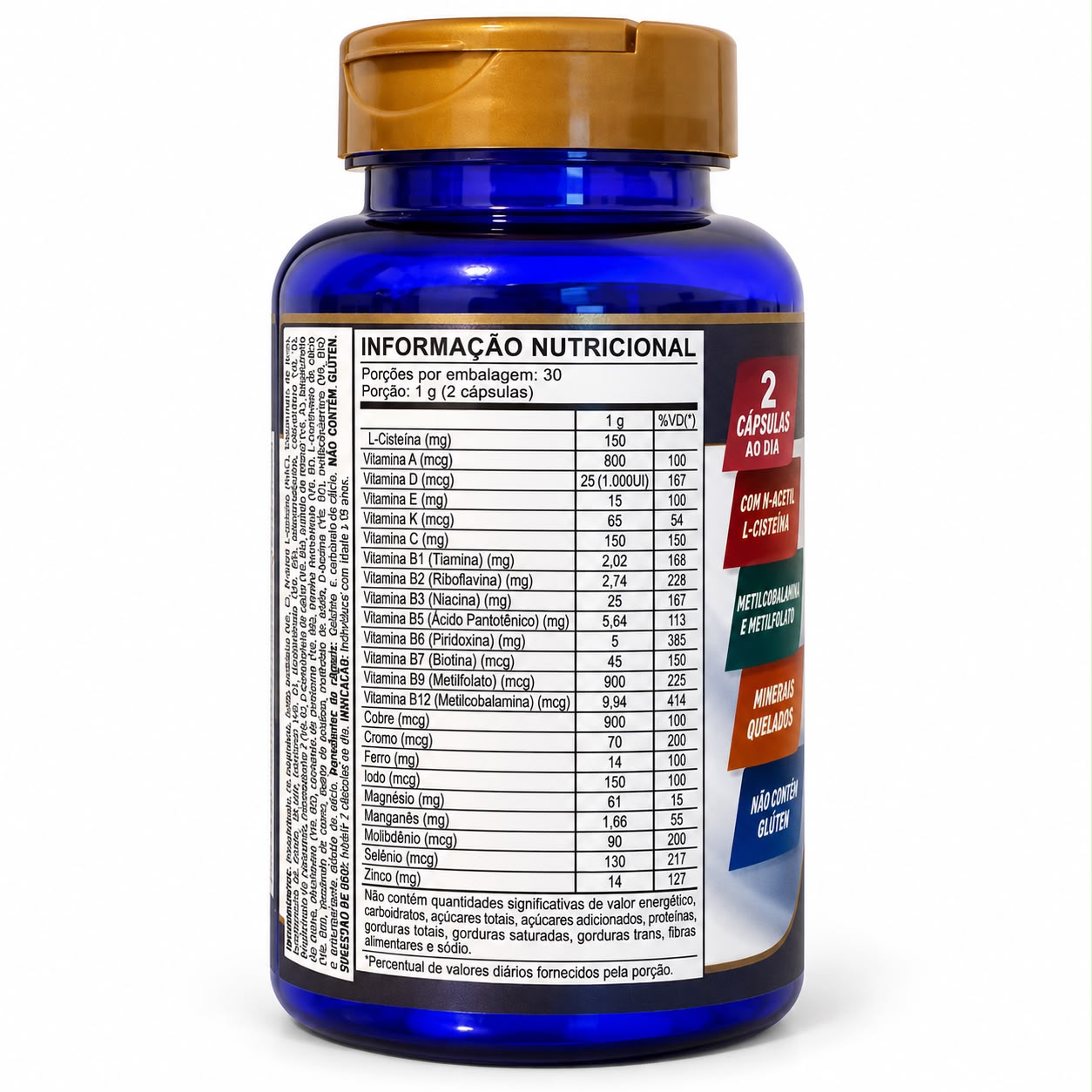 Polivitaminico Dia a Dia A-Z 21 Vitaminas e Minerais + NAC HerboLab 60 Cápsulas
