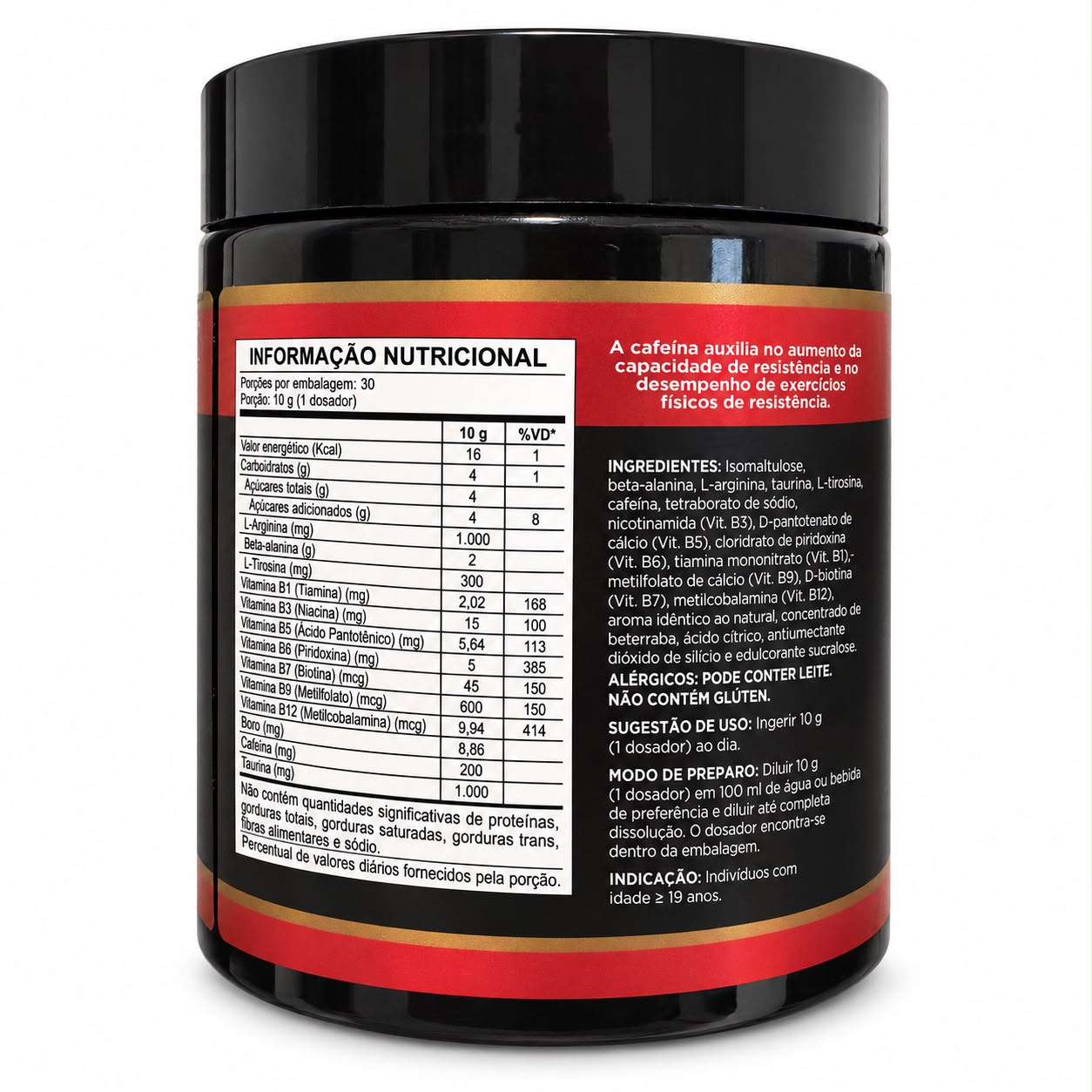 Pré-Treino HerboLab Sabor Melancia 300g – Com Palatinose, Beterraba e Complexo B