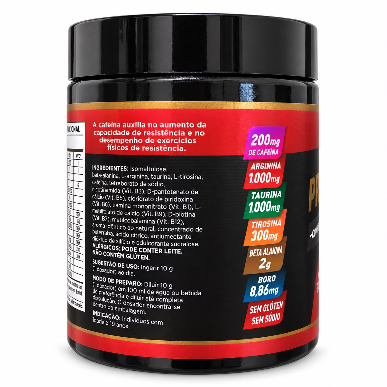 Pré-Treino HerboLab Sabor Melancia 300g – Com Palatinose, Beterraba e Complexo B