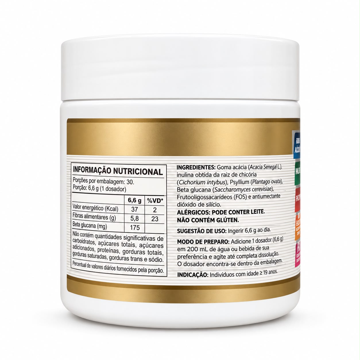 Prebiotic Multifiber+5 HerboLab Sem Sabor 200g – Mix de 5 Fibras Alimentares