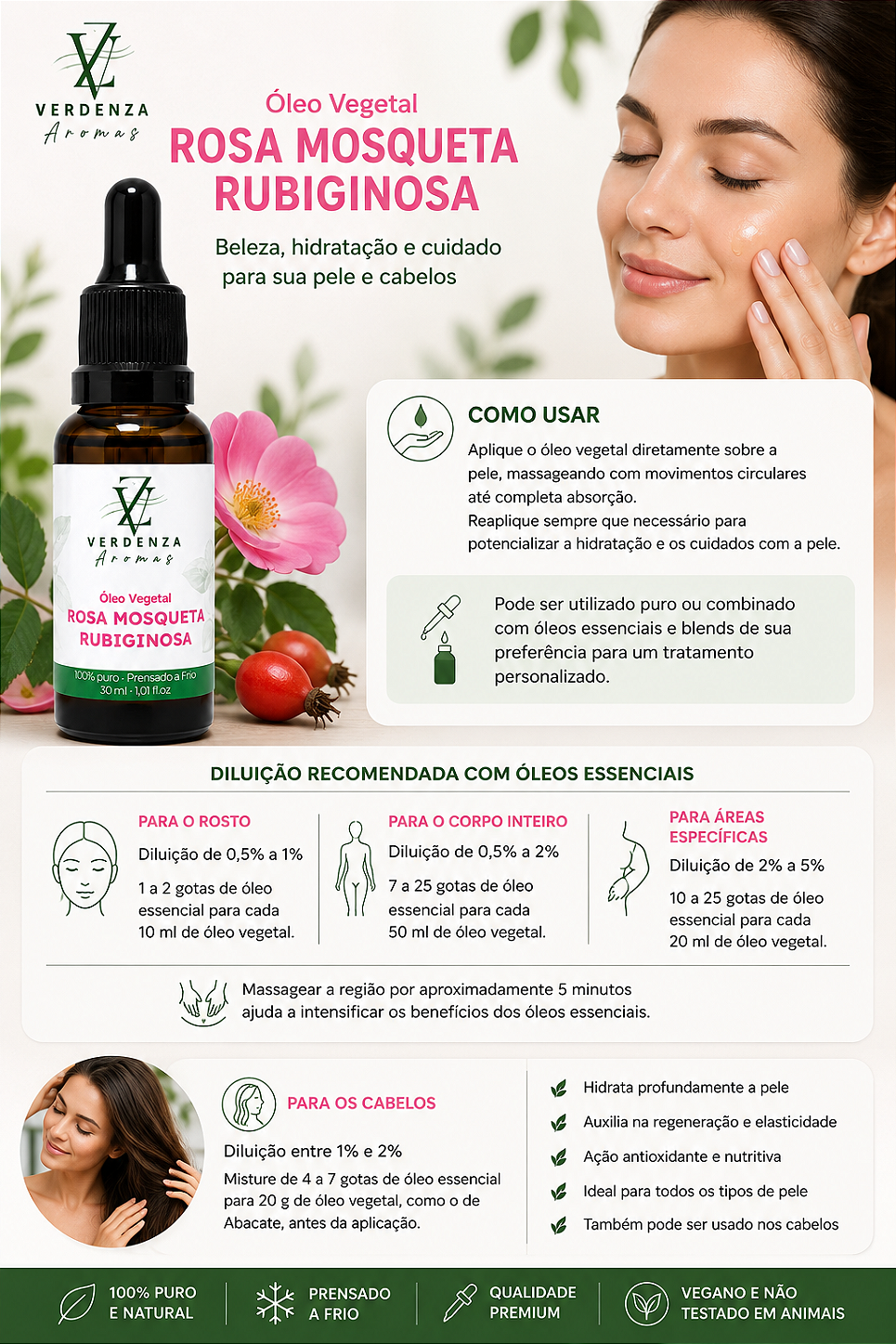 Óleo vegetal Rosa Mosqueta Rubiginosa Verdenza Aromas 30ml